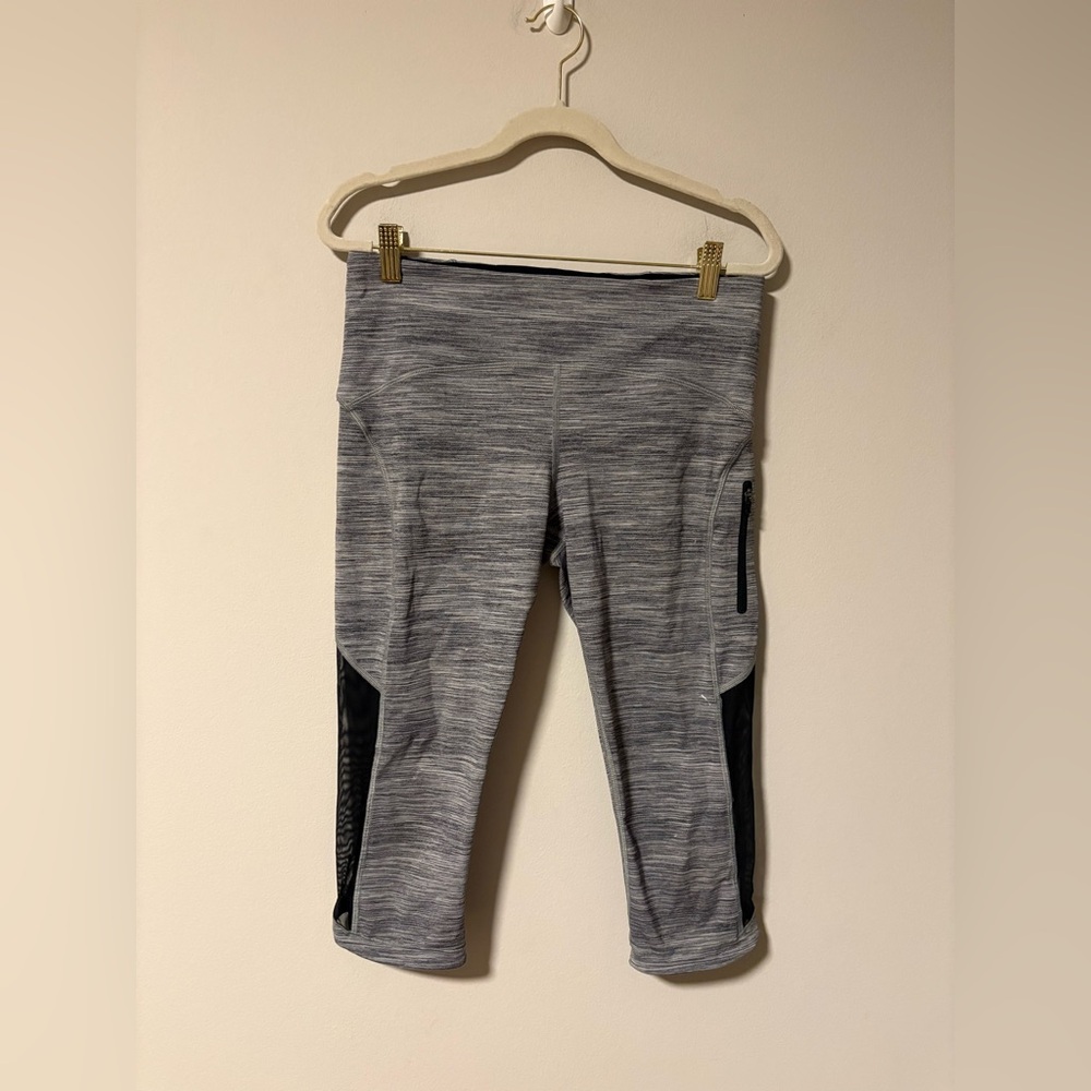Lululemon Sun Runner Crop Space Dye Camo Seal Grey Deep Coal / Black 8